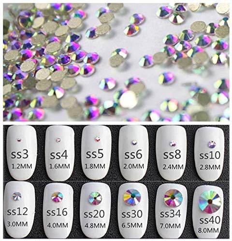 Super Glitter SS3 -SS50 Crystal ab traseiro plano não -hotfix uil art shinestone 3d vidro unhas de vidro decorações de