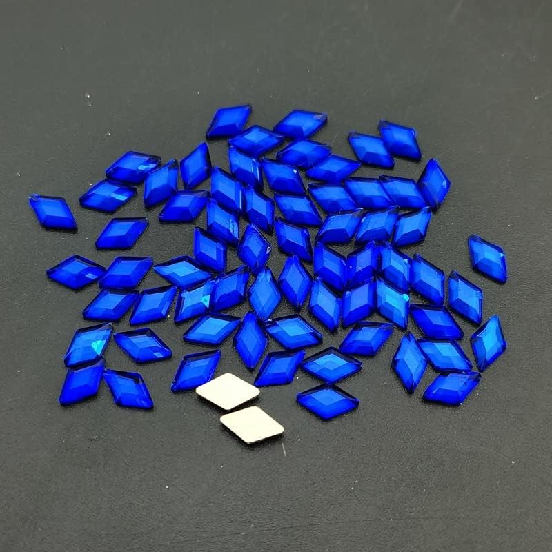 50pcs/bolsa unhas arte strassões azuis pedras de vidro em forma de cristal liso para design de decoração de unhas 3D -