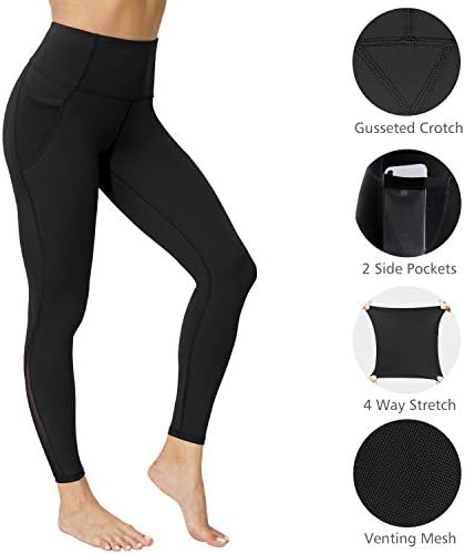 Leggings de treino de compressão feminina de Szoon com bolsos laterais de alta cintura Controle de controle de quadril