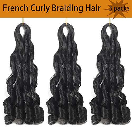 3 pacotes francês cabelos trançados de 18 polegadas de 18 polegadas de onda solta cabelos pré -esticados salto solto