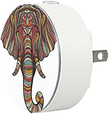 2 Pacote de plug-in Nightlight Night Night Light Elephant White Tribe com sensor do anoitecer para o amanhecer para o quarto