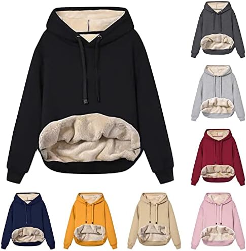 Moletons de lã de inverno feminino com moletons alinhados de luxuosos moletons de manga longa de manga comprida com bolsos