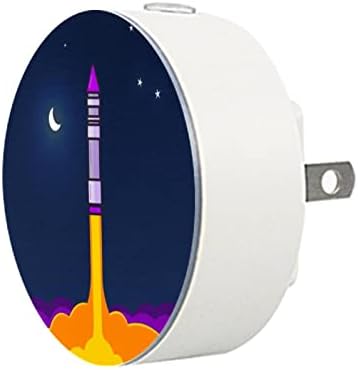 2 Pack Plug-in Nightlight LED Night Light Cartoon Rocket com Dusk-to-Dawn para quarto de crianças, viveiro, cozinha,