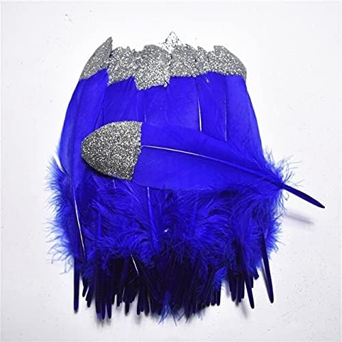 Zamihalaa new10-20pcs/lote lindamente mergulhado em penas de ganso/ganso prateado15-20cm DIY plumas para artesanato Acessórios decorativos de jóias-azul royal 1-20pcs