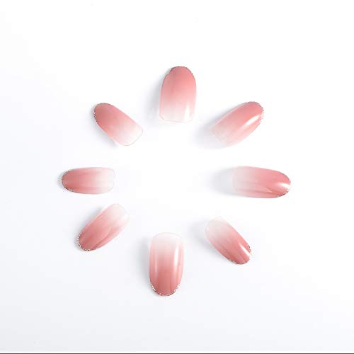 Jozape Glighty Press on Pinchs Pink curto oval unhas falsas de capa artificial Falsa unhas para mulheres e meninas