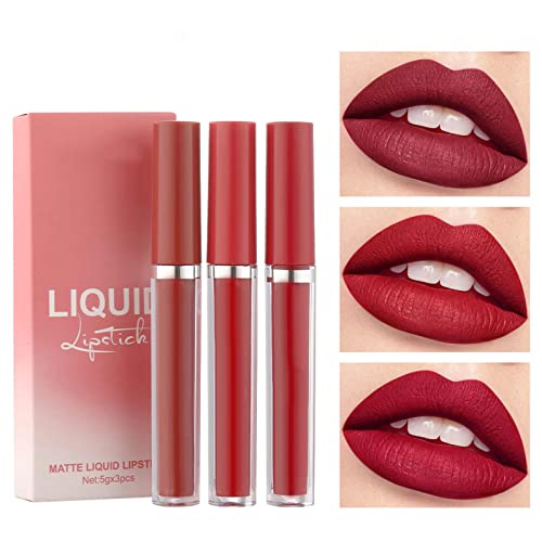 WGUST Lipstick Candy 90s Makeup 3 Color Mattes Lip Glaze Conjunto Mattes impermeabilizado sem pau Velvet Lip Lip Gloss