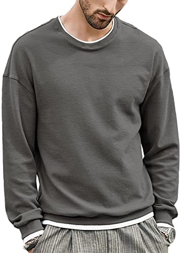Suéter de pulôver masculino sólido de moda de moda redonda de manga comprida suéteres de malha de malha para homens