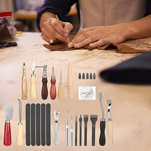 Kit de ferramentas de couro Udavivi, conjunto completo de ferramentas de artesanato de couro 19pcs - perfeito para costura,