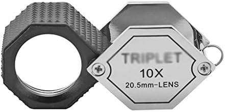 Uxzdx 10x portátil portátil lente de joalheria de metal de metal kit de lente óptica tripla tripla