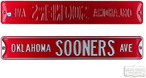 Oklahoma Sooners Avenue oficialmente licenciou aço autêntico 36x6 Red & White NCAA SIGN