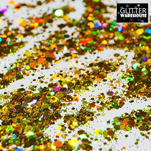 GLITTERWARWHOUSH Light Goll Glitter Glitter Loose Holográfico Solvente Resistente a Glitter Cosmético Cosmético