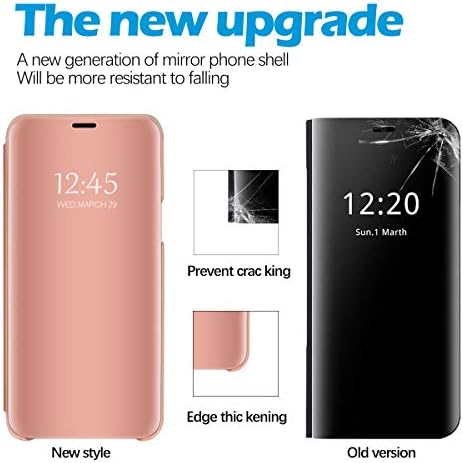 Compatível com a capa Samsung Galaxy A53 Flip Leather Cover Clear S-View espelho à prova de choque com copes de