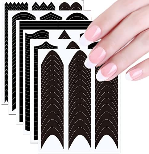 6 PCs Manicure francês Manicure Auxiliar Adega de unhas-sorriso crescente-Modelo diy de diy Acessórios para designers decoração de unhas de grife francês