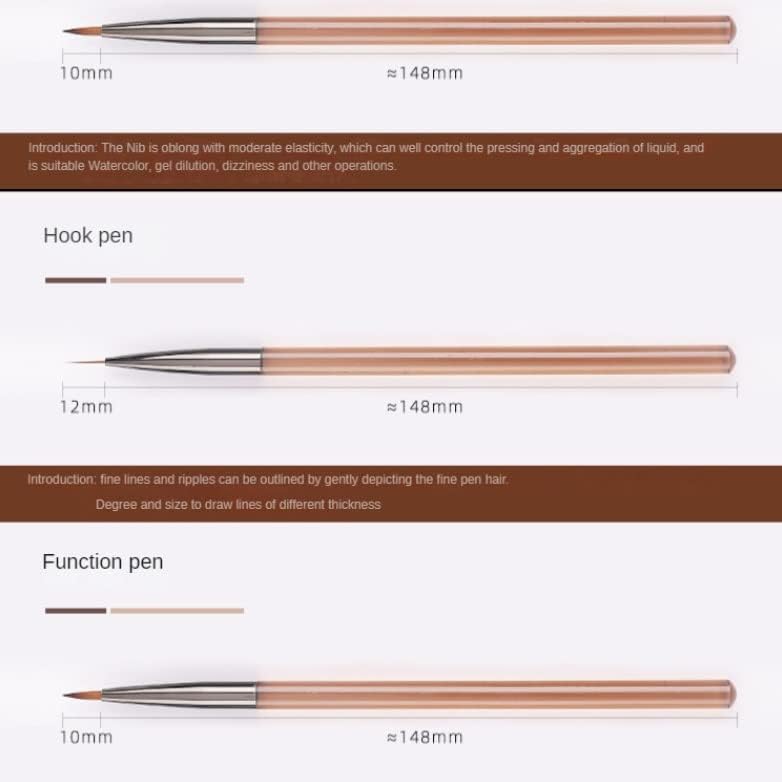 FZZDP 15 PCS/SET ACRYLIC Transparente Manicure Brush Diferentes escovas de unhas de gel esculpindo a ferramenta de caneta da linha de desenho