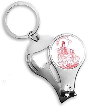 Cultura Red Guanyin Ilustração Padrão de unhas Anel de chave de unha Chain Bottle Oppeter Clipper