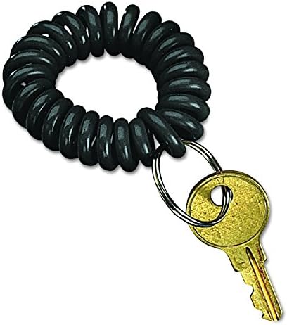 Securit 04995 Chave do pulso Bobina de chave vestível Organizador, bobina flexível, preto
