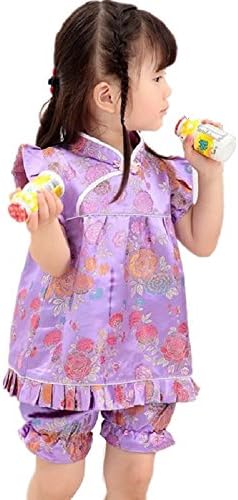 Hooyi Floral Baby Girls Roupas de roupas de roupas chinesas vestidos de calça curta Lily Qipao Cheongsam