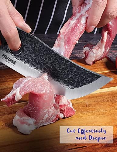 Huusk atualizou as facas viking de mão forjada pacote de faca com faca de cozinha completa