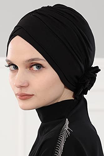 Aisha de design instantâneo de turbante para mulheres, 95% de lenço de algodão Hijab Shirred Design, Chemo Cancer Headwear