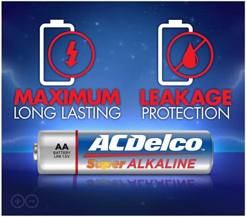 Baterias AA AA ACDELCO 48, Bateria máxima Super Alcalina, Vida de Milorvação de 10 anos, embalagem reclosável