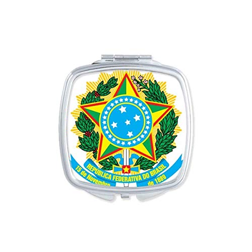 BRISIL NACIONAL emblema Country espelho portátil compacto maquiagem de bolso de dupla face vidro