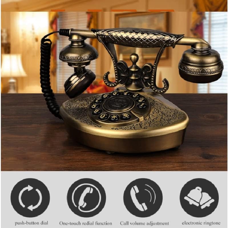 Botão de estilo de estilo antigo de mesa vintage do SELSD, toques eletrônicos, decoração por telefone em casa