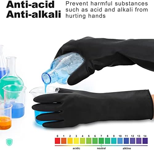 THXTOMS Luvas de látex resistentes a produtos químicos duráveis, limpando luvas de borracha para proteger suas mãos e saúde,