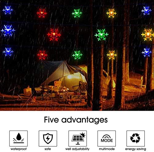 Luzes de cordas solares de Eavo, 24,6 pés 50 Luzes de cordas de fada LED, luzes de floco de neve à prova d'água para interno,