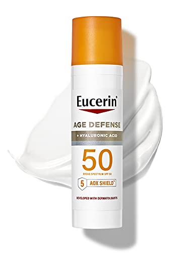 Eucerina Sun Age Defesa SPF 50 Face protetor solar com ácido hialurônico, protetor solar facial com 5 antioxidantes, garrafa de 2,5