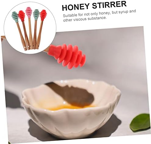 Luxshiny 5pcs silicone bata bastões para coquetéis enlameado para coquetéis conjunto de madeira paus de mel bastões