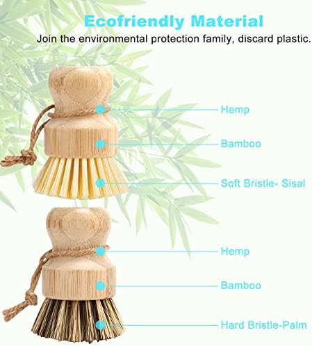 Bamboo Praço de prato, 4 PCs Palming Palm Wooden Morther escova, escovas de prato de bolhas, pratos de madeira duráveis, escova