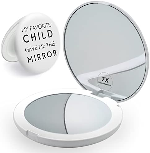 Mirrorvana LED iluminada espelhos compactos com a melhor esposa de todos os tempos e meu filho favorito me deu este pacote
