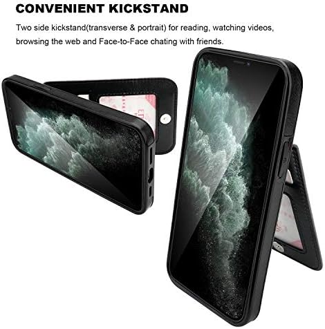 Kihuwey Compatível com a carteira de caixa do iPhone 12 Pro Max com titular de cartão de crédito, Clasp magnético de couro