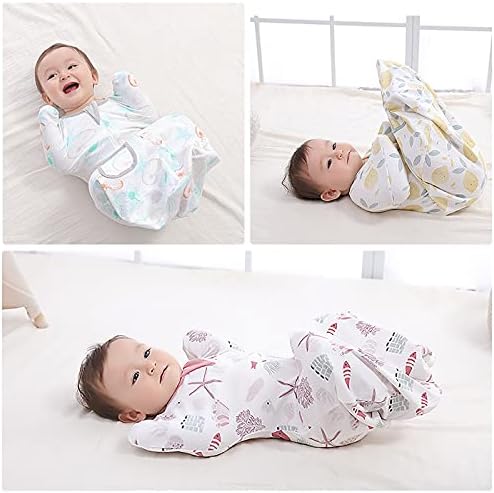 Baby Baby Swaddle Transição Bolsa de sono com braços com algodão cobertor vestível de bebê com zíper de duas vias 0,5