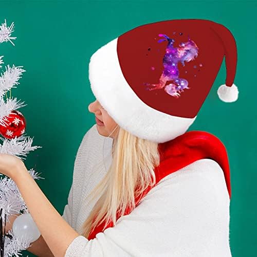 Starry Unicor Christmas Hat chapéu de Papai Noel para adultos unissex Comfort Classic Xmas Cap para férias de festa de Natal