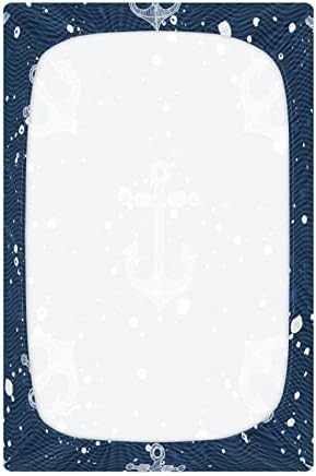 Playard Sheet, Folha de berço de padrão de âncora para colchões de berço e criança padrão, 28x52 polegadas H041105