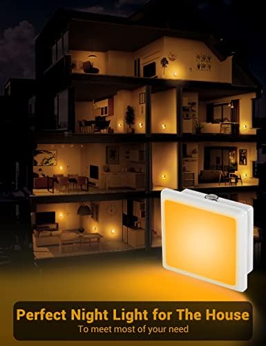 Jandcase Amber Night Light [2 pacote], plugue de luz noturna de LED na parede, luz noturna para crianças com sensor