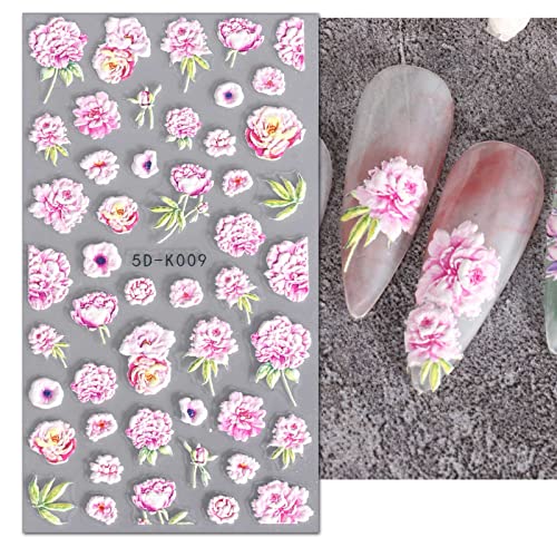 Jmeowio 3D em relevo os adesivos da arte da flor da primavera decalques de adesivos auto-adesivos pegatinas uñas