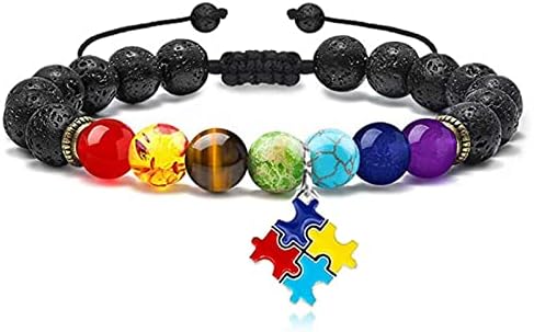 Pulseira de conscientização do autismo dreuyet 7 chacarat renda pulseira de fita vermelha charme pulseiras curando chakra braceletes