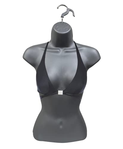 Display Cinza cinza fêmea traseira do manequim de torso e gancho de suspensão, tamanhos S-m