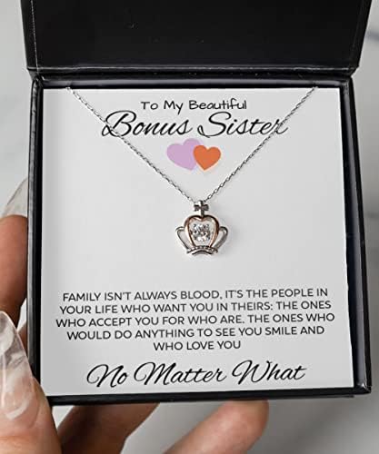 Presente da irmã bônus - presente de cunhada, presente personalizado para mulheres para ela, presente de aniversário, jóias de cristais