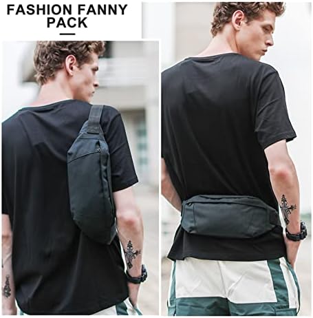Black Fanny Pack for Mulher Men, pacote de bolsa de cintura crossbody da moda com cinta ajustável, saco de cinto de
