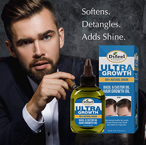 DIFEL Mens Ultra Growth 3-PC Cabelo Shampoo, Condição e Tratamento-Inclui 12 onças de shampoo 2-1, óleo de cabelo de 8 onças e óleo