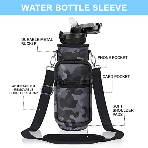 Portador de mangas Hyturtle Bolsa Black Camar preto para garrafas de água de 32 onças - se encaixa na maioria das marcas - material