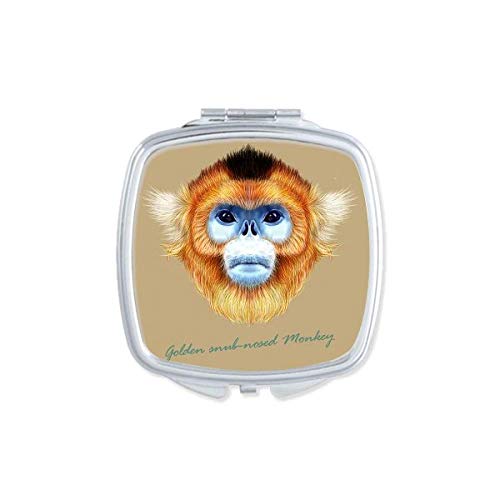 Monkey Animal espelho de macaco de nariz dourado portátil composição de bolso portátil Glass de dupla face