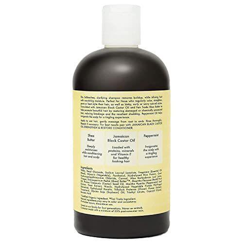 SheaMoisture Produtos de cabelo encaracolados, fortalecer e restaurar o shampoo para cabelos danificados, óleo de mamona preta