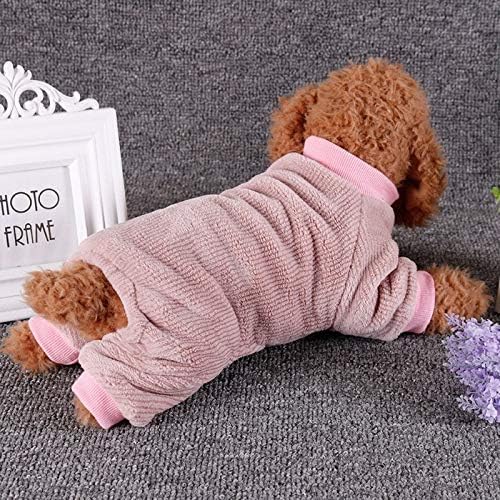 Walnuta Autumn Winter Pet Dog Casual Home Use Dog Sacalsuito de flanela Pijama de cor sólida de 4 pernas para cães pequenos