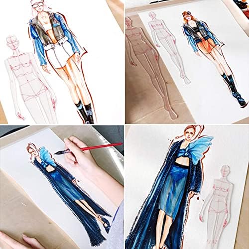 Qezodsx ilustração de moda governantes de esboço modelos de régua costurando padrões humanóides de design de roupas medindo, combinação