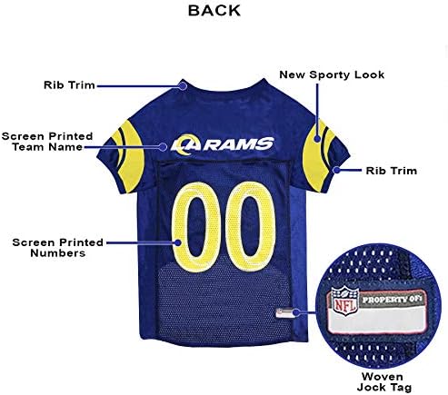 NFL Los Angeles Rams Jersey, tamanho: grande. Melhor fantasia de camisa de futebol para cães e gatos. Camisa de camisa licenciada.