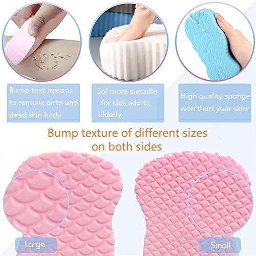 3pcs Esponja de banho esfoliante mágica, esponja de banho esfoliante super macia 3D, amigável e reutilizável para adultos e mulheres